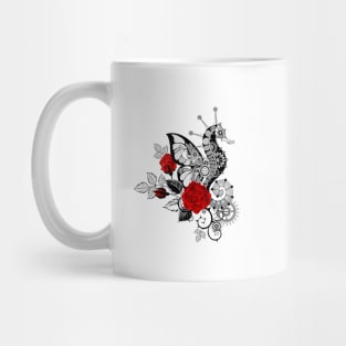 Mechanical seahorse with red roses Mug